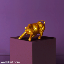  Golden Charging Bull (Stock Market Rising Upmarket Trend) 