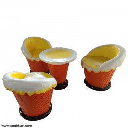 Ice Cream Cone Shape Chair Table - Set Of 3 Chair 1 Table