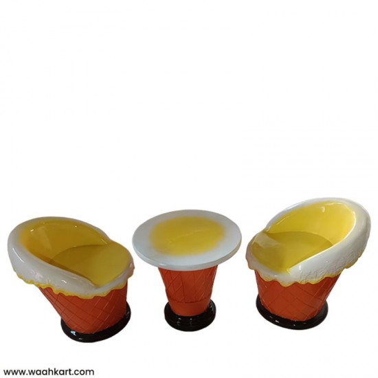 Ice Cream Shaped Chair - Set Of 2 Chairs And 1 Table