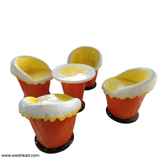 Unique Ice Cream Shaped- 4 Chairs And 1 Table