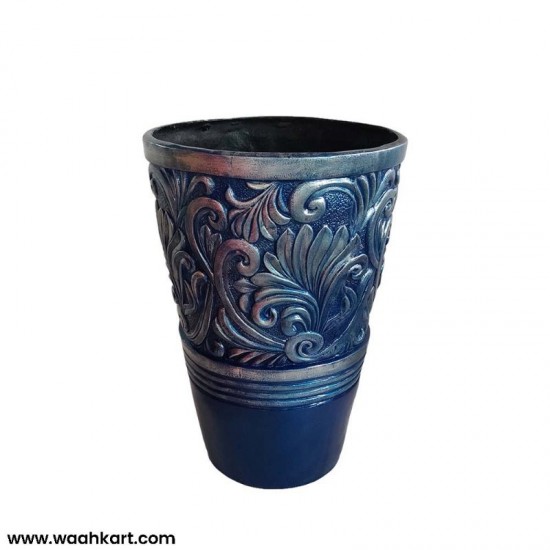 Blue Embroidered Planter