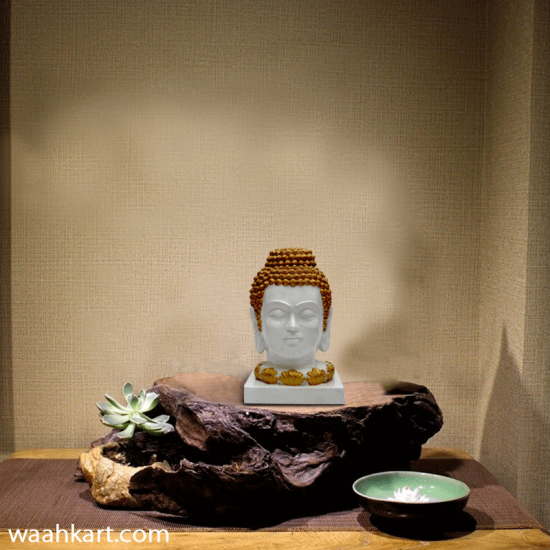 Buddha White And Golden Showpiece