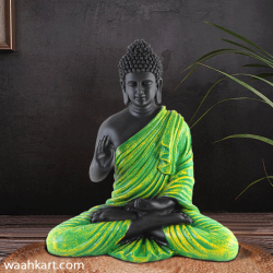 Spiritual Gautam Buddha Sitting Statue- Black And Green