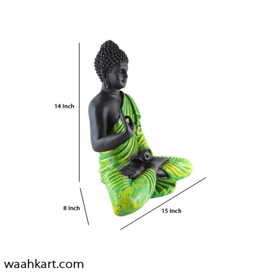 Gautam Buddha Sitting Statue- Black And Green