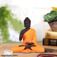 Spiritual Gautam Buddha Sitting Statue- Black And Orange