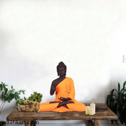 Gautam Buddha Sitting Statue - Black And Orange 