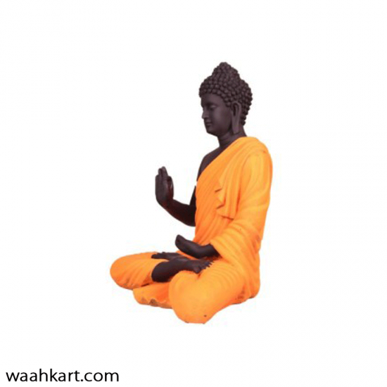 Gautam Buddha Sitting Statue - Black And Orange 