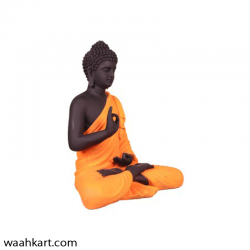 Gautam Buddha Sitting Statue- Black and Orange