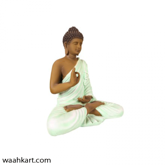 Gautam Buddha Sitting Statue - Brown And Green Shade