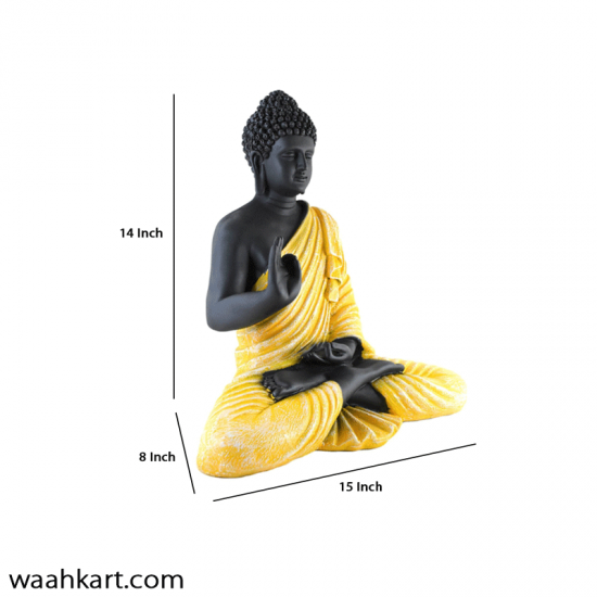 Gautam Buddha Sitting Statue- Black And Yellow
