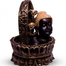 Lord Buddha Face Diya Fountain - Metallic Color