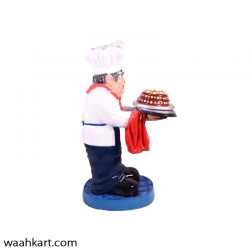 Waiter Statue Serving Cake with Pleasure