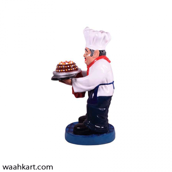 Waiter Statue Serving Cake with Pleasure