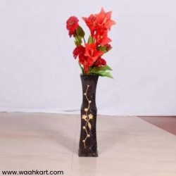 Dark Brown Vase With Golden Flower Design