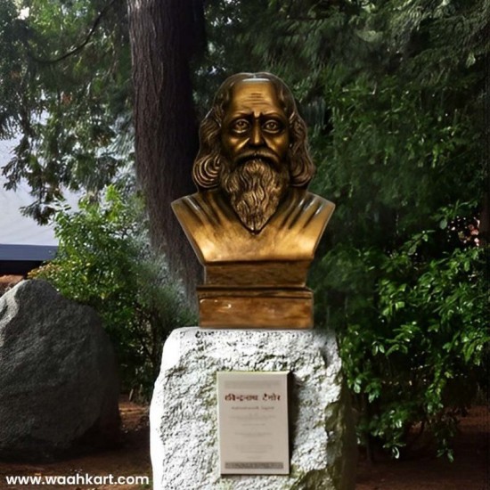 Rabindranath Tagore Statue in Metallic Golden