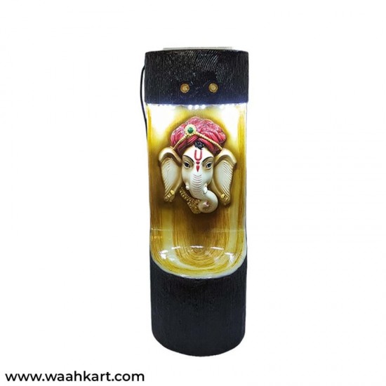 Wooden Look Ganesha Face With Light And Music