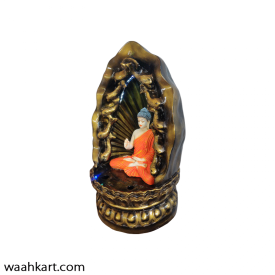 Attractive Orange Buddha Statue With Waterfall And Led Light