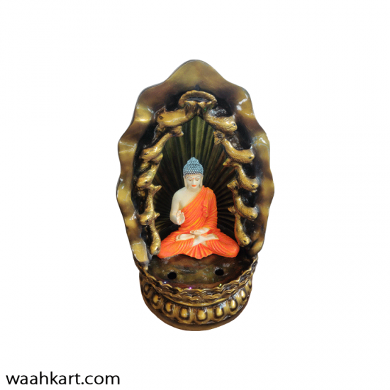 Attractive Orange Buddha Statue With Waterfall And Led Light