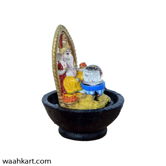 Shri Ganesh ji Statue With Ball Fountain And L E D Light