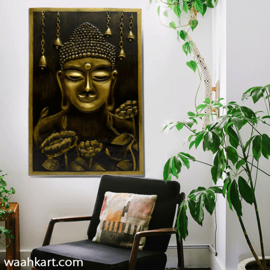 Mural Wall Painting -Metallic Buddha