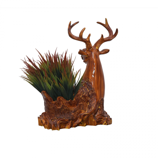Wooden colour Deer showpiece