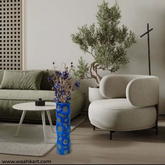 Designer Blue And Silver Vase