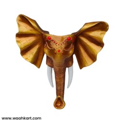 Golden Color Stunning Elephant Face Wall Mount