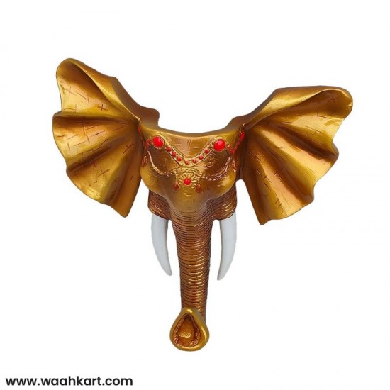 Golden Color Stunning Elephant Face Wall Mount