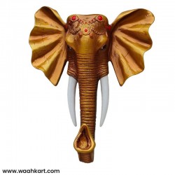 Golden Color Stunning Elephant Face Wall Mount