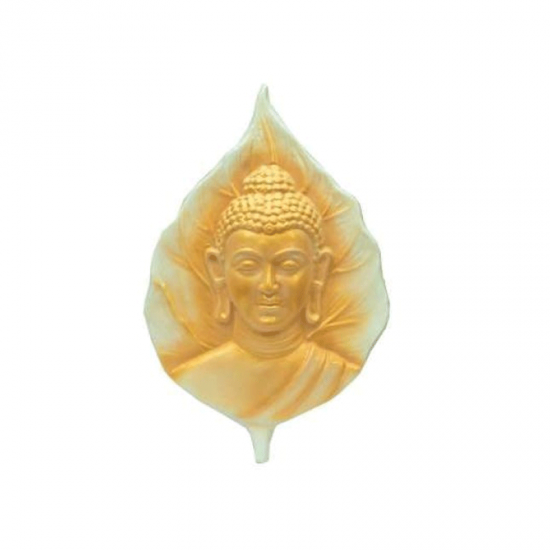 Golden Cream Buddha In Leaf - Wall Hanging