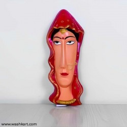 Red Odhani - Lady Face Wall Hanging