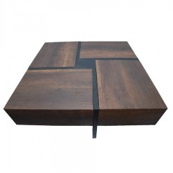 Wooden Center/ Coffee Table With 4 Shelves 