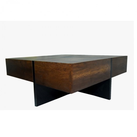 Wooden Center/ Coffee Table With 4 Shelves 