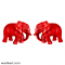 Elephant Pair In Red Colour