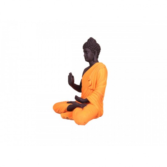 Spiritual Gautam Buddha Sitting Statue- Black And Orange