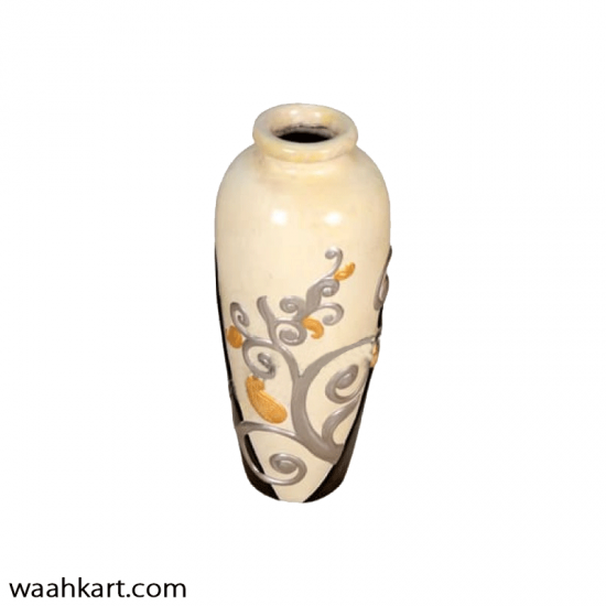 Black And Off White Embossed Design Vase