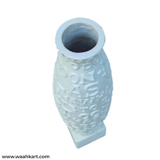 White Alphabet Embossed Vase